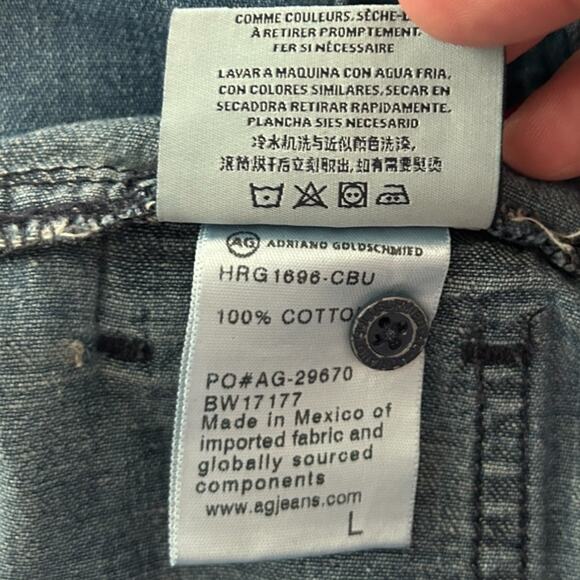 AG Adriano Goldschmied Denim Halter Jumpsuit Women’s L Wide Leg Blue 100% Cotton - Picture 9 of 10